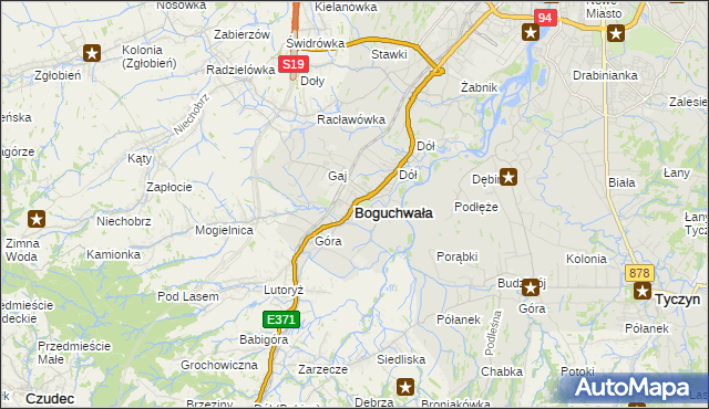 mapa Boguchwała powiat rzeszowski, Boguchwała powiat rzeszowski na mapie Targeo