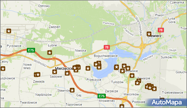 mapa Boguchwałowice, Boguchwałowice na mapie Targeo