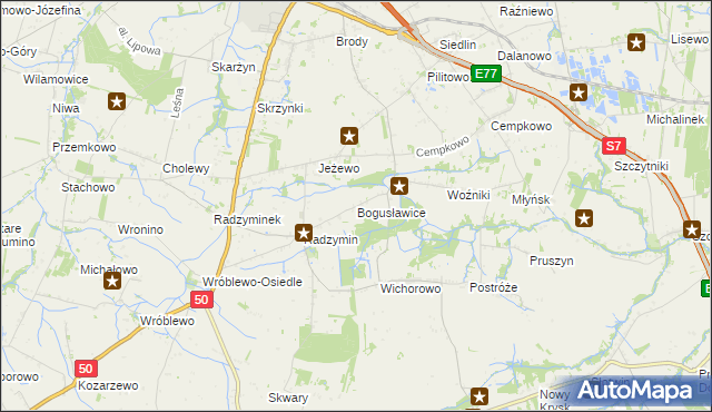 mapa Bogusławice gmina Płońsk, Bogusławice gmina Płońsk na mapie Targeo