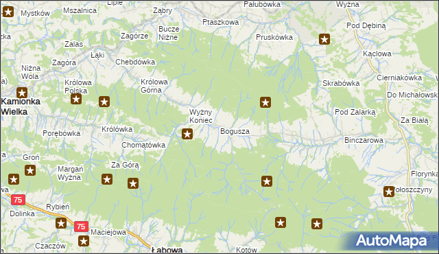 mapa Bogusza, Bogusza na mapie Targeo