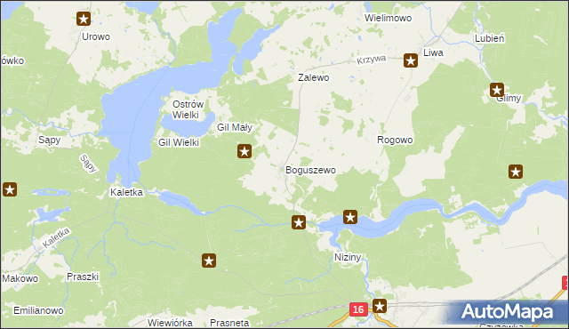 mapa Boguszewo gmina Miłomłyn, Boguszewo gmina Miłomłyn na mapie Targeo