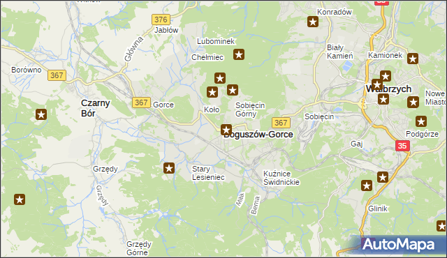 mapa Boguszów-Gorce, Boguszów-Gorce na mapie Targeo