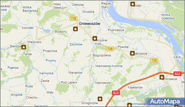 mapa Boguszówka gmina Gniewoszów, Boguszówka gmina Gniewoszów na mapie Targeo