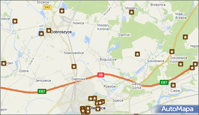 mapa Boguszyce gmina Oleśnica, Boguszyce gmina Oleśnica na mapie Targeo