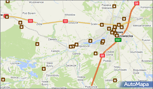 mapa Boguszyce gmina Rawa Mazowiecka, Boguszyce gmina Rawa Mazowiecka na mapie Targeo