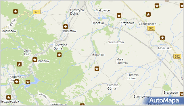 mapa Bojanice gmina Świdnica, Bojanice gmina Świdnica na mapie Targeo