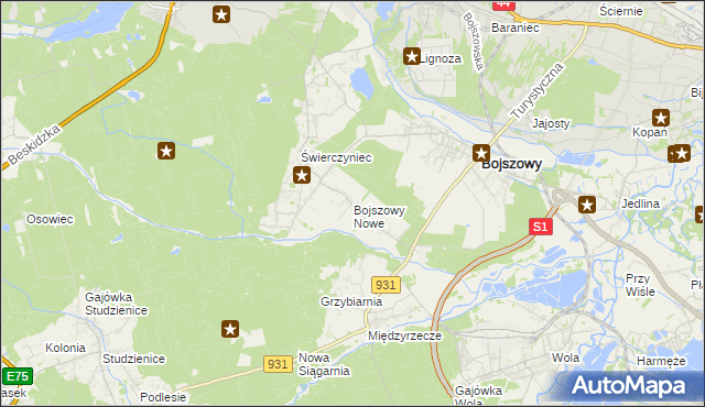 mapa Bojszowy Nowe, Bojszowy Nowe na mapie Targeo