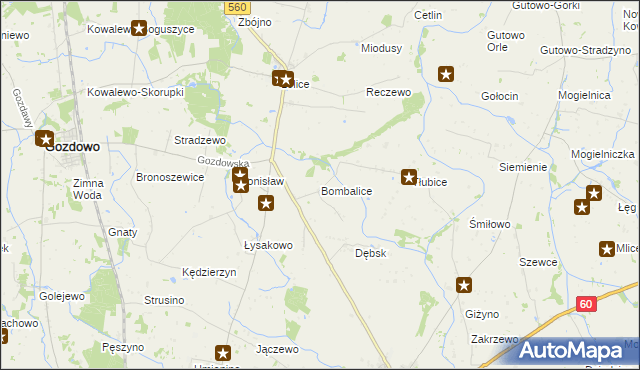 mapa Bombalice, Bombalice na mapie Targeo