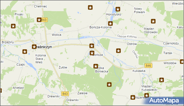 mapa Bończa gmina Kraśniczyn, Bończa gmina Kraśniczyn na mapie Targeo