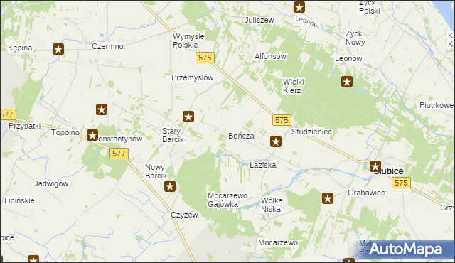 mapa Bończa gmina Słubice, Bończa gmina Słubice na mapie Targeo