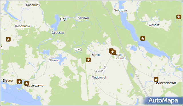 mapa Bonin gmina Wierzchowo, Bonin gmina Wierzchowo na mapie Targeo