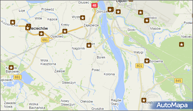 mapa Borek gmina Gniewoszów, Borek gmina Gniewoszów na mapie Targeo