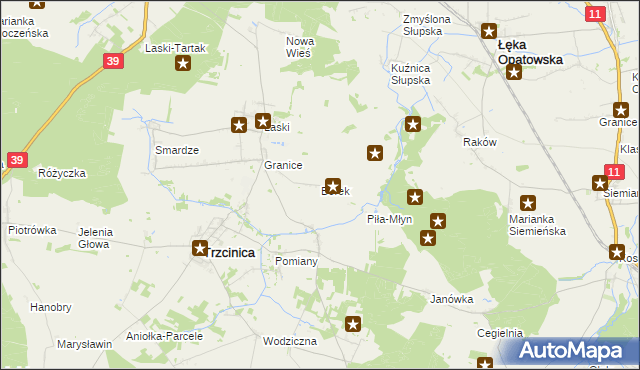 mapa Borek gmina Trzcinica, Borek gmina Trzcinica na mapie Targeo