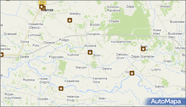 mapa Borki gmina Kramsk, Borki gmina Kramsk na mapie Targeo
