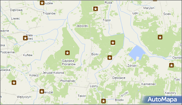 mapa Borki gmina Mrozy, Borki gmina Mrozy na mapie Targeo