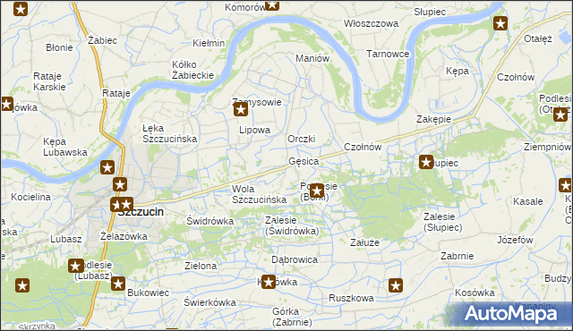 mapa Borki gmina Szczucin, Borki gmina Szczucin na mapie Targeo