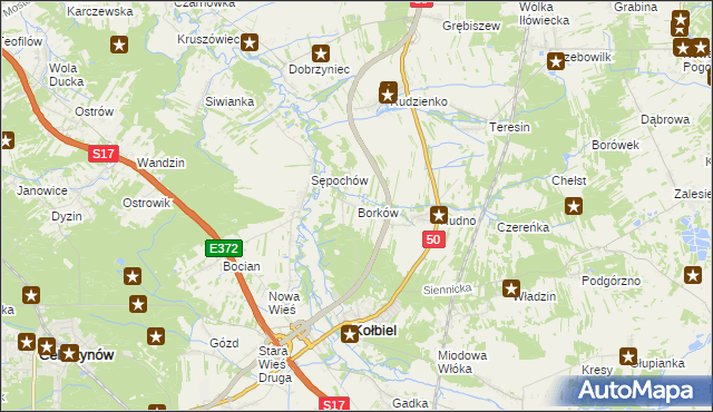 mapa Borków gmina Kołbiel, Borków gmina Kołbiel na mapie Targeo