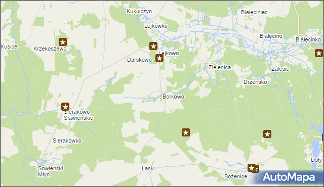 mapa Borkowo gmina Malechowo, Borkowo gmina Malechowo na mapie Targeo