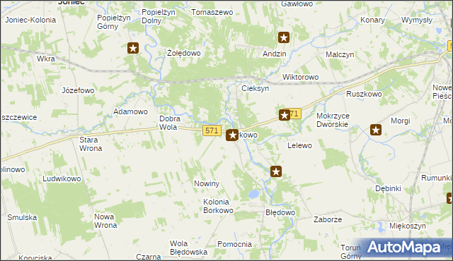 mapa Borkowo gmina Nasielsk, Borkowo gmina Nasielsk na mapie Targeo