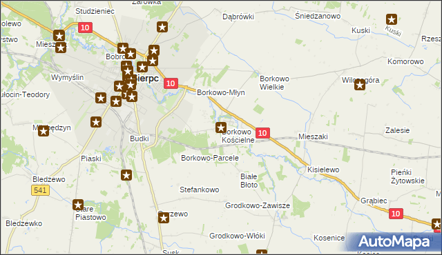 mapa Borkowo Kościelne, Borkowo Kościelne na mapie Targeo