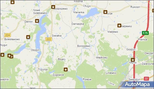 mapa Boroszewo, Boroszewo na mapie Targeo