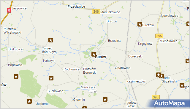 mapa Borów powiat strzeliński, Borów powiat strzeliński na mapie Targeo