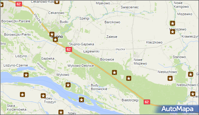 mapa Borowice gmina Bodzanów, Borowice gmina Bodzanów na mapie Targeo