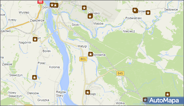 mapa Borowina gmina Puławy, Borowina gmina Puławy na mapie Targeo