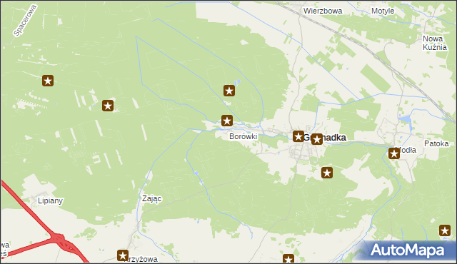 mapa Borówki gmina Gromadka, Borówki gmina Gromadka na mapie Targeo