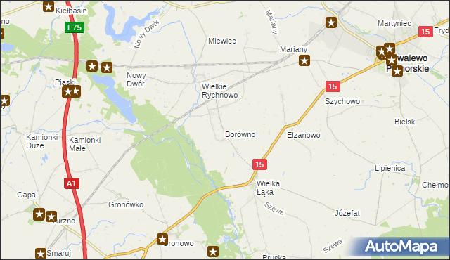 mapa Borówno gmina Kowalewo Pomorskie, Borówno gmina Kowalewo Pomorskie na mapie Targeo