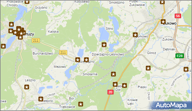 mapa Borowo gmina Kartuzy, Borowo gmina Kartuzy na mapie Targeo