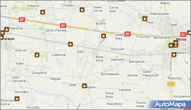 mapa Boża Wola gmina Baranów, Boża Wola gmina Baranów na mapie Targeo