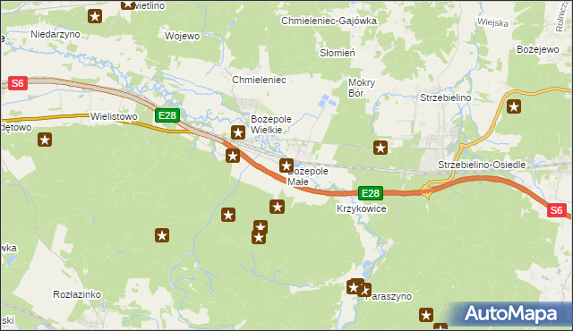 mapa Bożepole Małe, Bożepole Małe na mapie Targeo