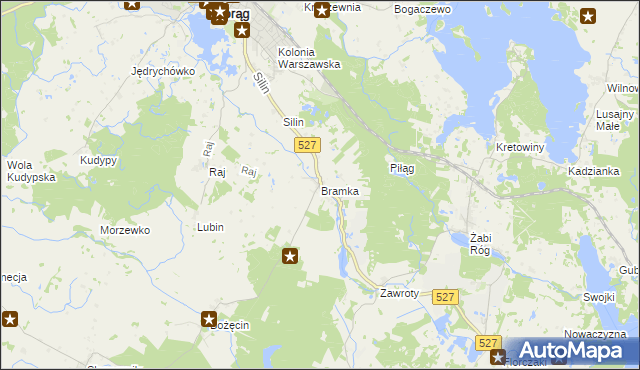 mapa Bramka gmina Morąg, Bramka gmina Morąg na mapie Targeo