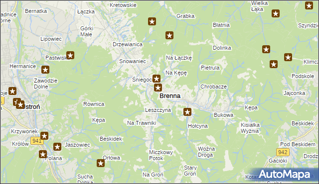 mapa Brenna, Brenna na mapie Targeo