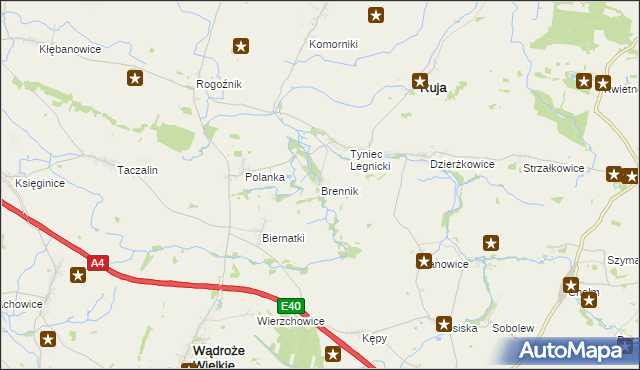 mapa Brennik gmina Ruja, Brennik gmina Ruja na mapie Targeo