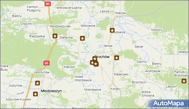 mapa Brochów powiat sochaczewski, Brochów powiat sochaczewski na mapie Targeo