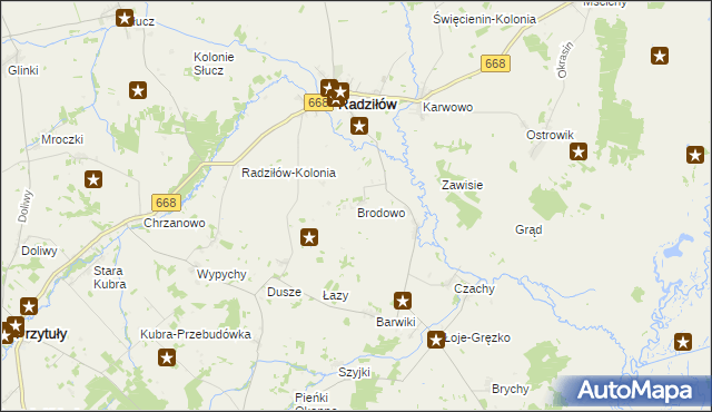 mapa Brodowo gmina Radziłów, Brodowo gmina Radziłów na mapie Targeo
