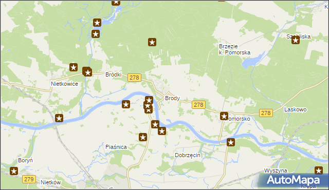 mapa Brody gmina Sulechów, Brody gmina Sulechów na mapie Targeo