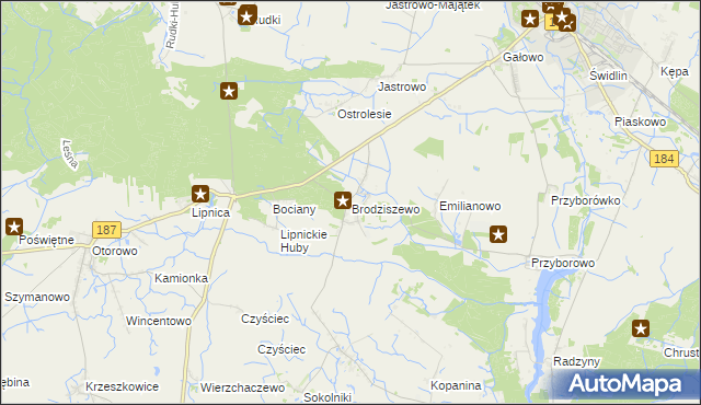 mapa Brodziszewo, Brodziszewo na mapie Targeo