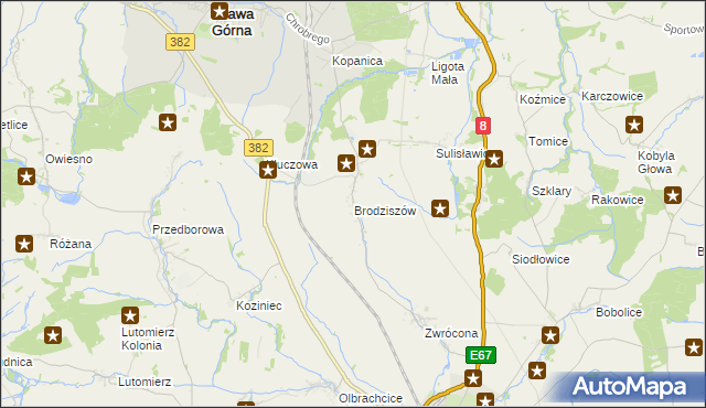 mapa Brodziszów, Brodziszów na mapie Targeo