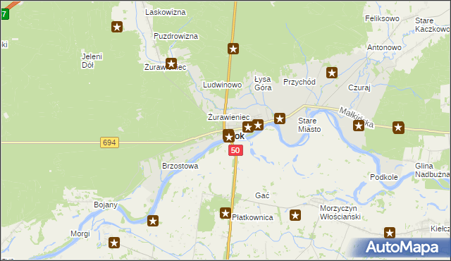 mapa Brok powiat ostrowski, Brok powiat ostrowski na mapie Targeo