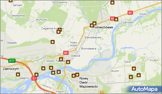 mapa Bronisławka gmina Pomiechówek, Bronisławka gmina Pomiechówek na mapie Targeo