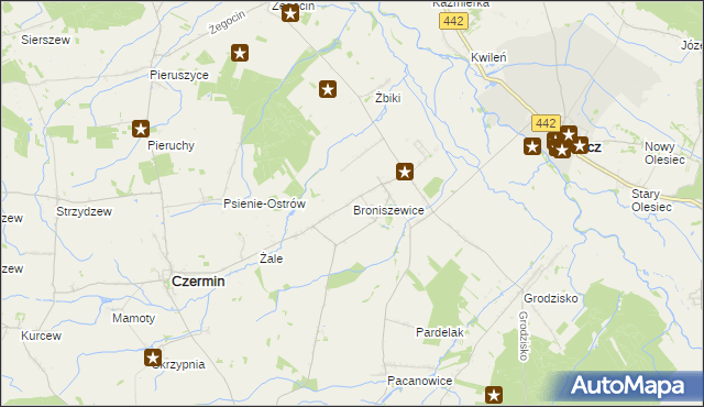 mapa Broniszewice, Broniszewice na mapie Targeo