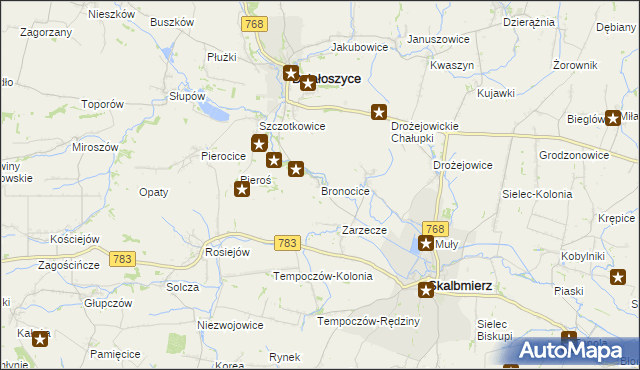 mapa Bronocice, Bronocice na mapie Targeo