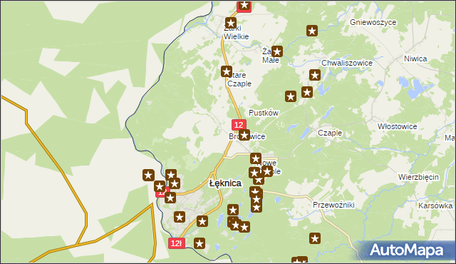 mapa Bronowice gmina Trzebiel, Bronowice gmina Trzebiel na mapie Targeo