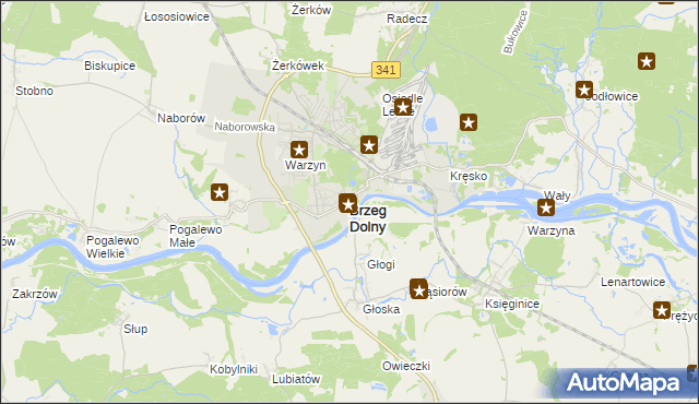 mapa Brzeg Dolny, Brzeg Dolny na mapie Targeo