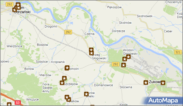 mapa Brzeg Głogowski, Brzeg Głogowski na mapie Targeo