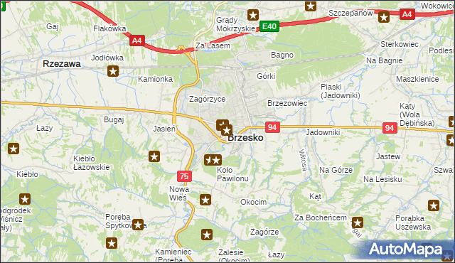 mapa Brzesko, Brzesko na mapie Targeo