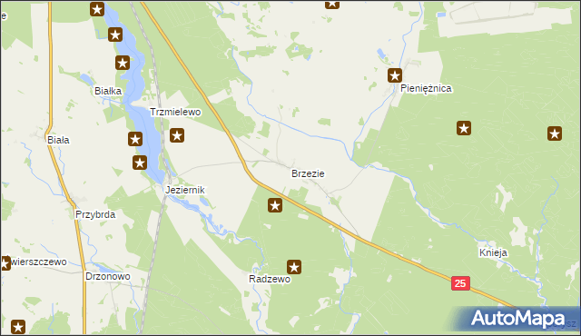 mapa Brzezie gmina Rzeczenica, Brzezie gmina Rzeczenica na mapie Targeo